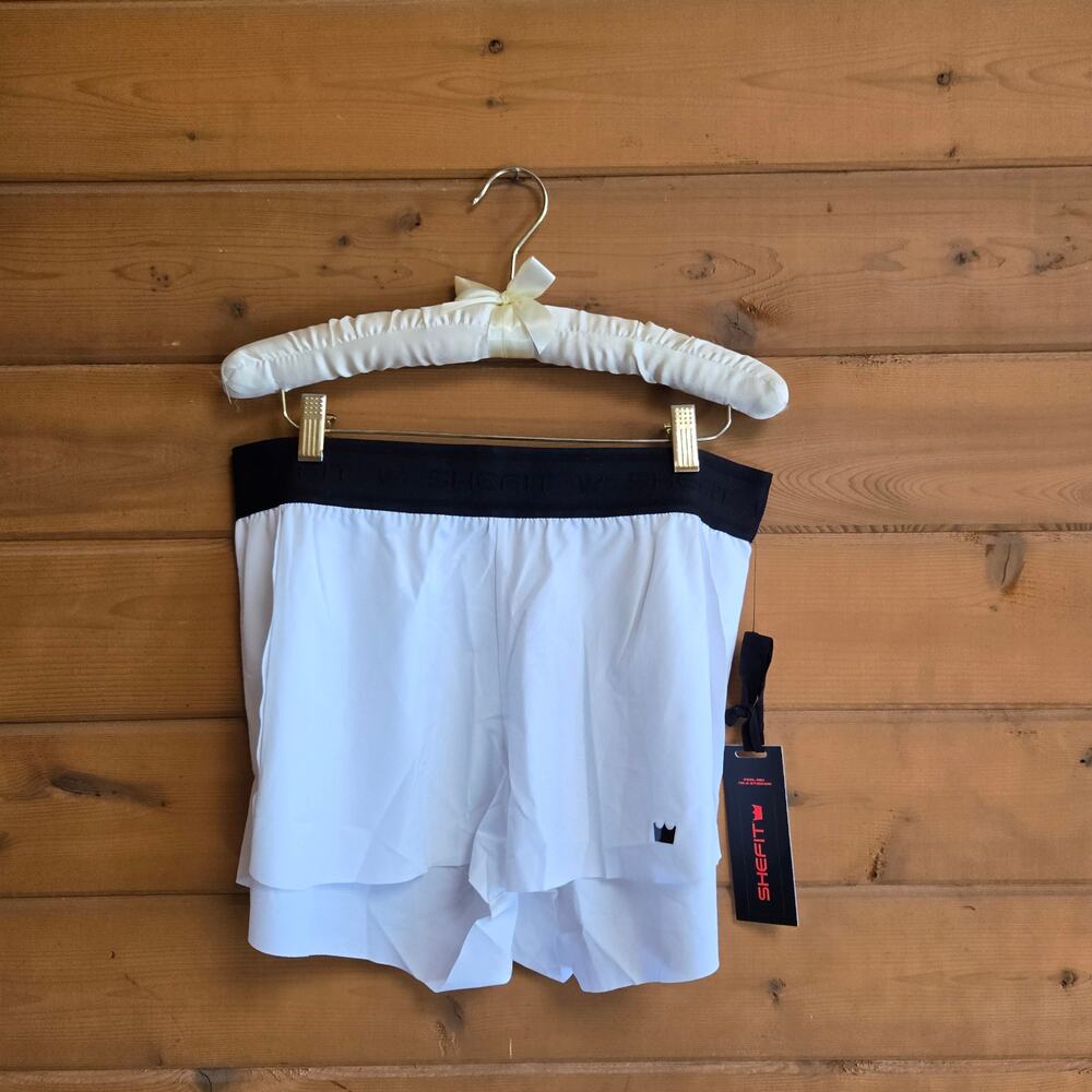 Shefit Running Short White NWT Large Luxe Flowy Stretch Waist Lighteight Bottom - Picture 2 of 6